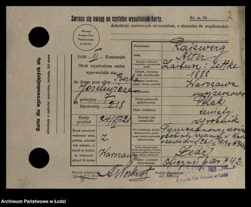 Obraz 4 z jednostki "[Spis ludności Łodzi] Rajssmesser-Rakowienko"