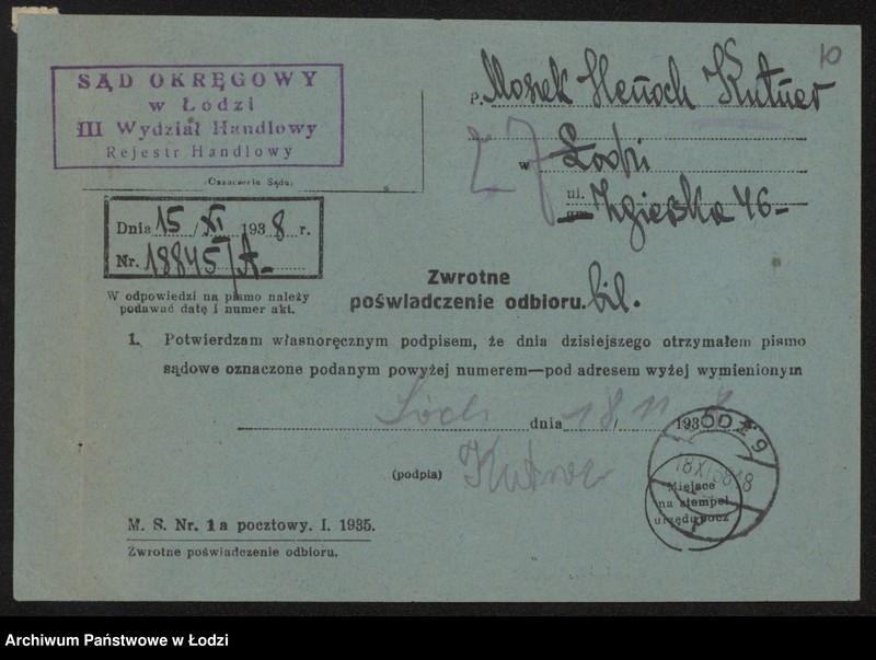 Obraz 12 z jednostki "Moszek Henoch Kutner – drobna sprzedaż towarów bawełnianych"