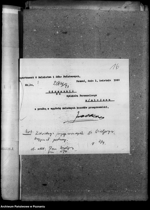 Obraz 20 z jednostki "Sprawy ogólne osobowe Departamenu Rolnictwa i Dóbr Państw. Wydział Leśny personalne ogólne"