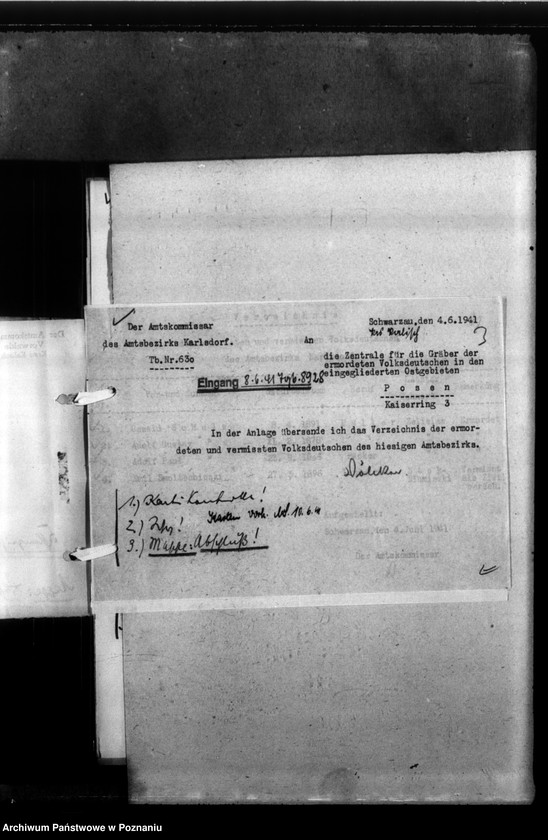 Obraz 7 z jednostki "Kreis Kalisch (Kalisz). Korespondencja w sprawie miejscowych Niemców, którzy zginęli w 1939 roku"