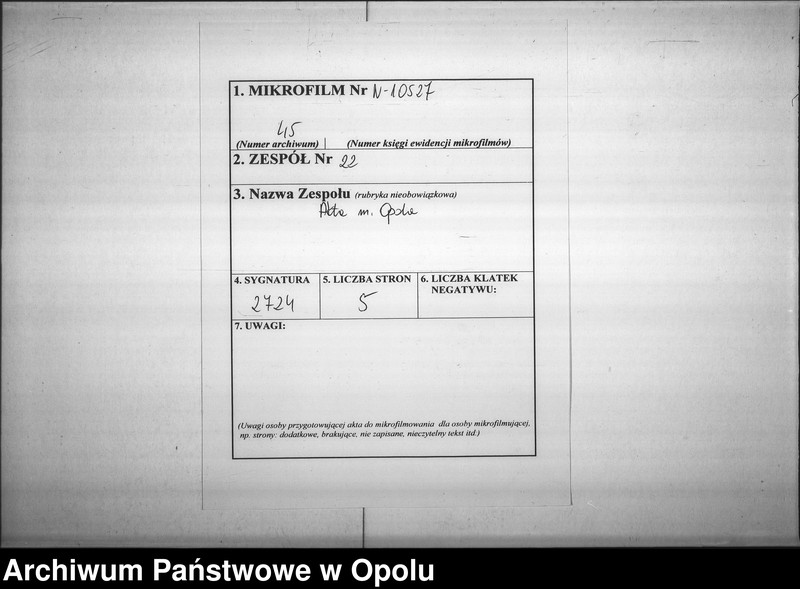 Obraz 2 z jednostki "Acta des Magistrats zu Oppeln betreffend den Beitrag von 500 M[ark] für die Abgebrannten in Woischnik Vol. I"
