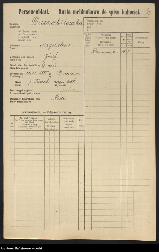Obraz 8 z jednostki "[Spis ludności Łodzi] Dziewolecki - Dzwonkowski"