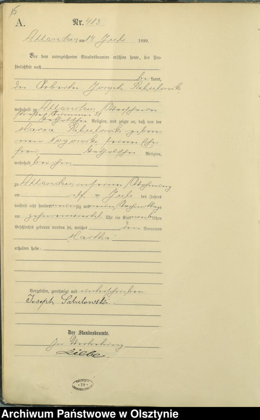 image.from.unit.number "Geburts-Haupt-Register Tom II,Nr 400 - 792"