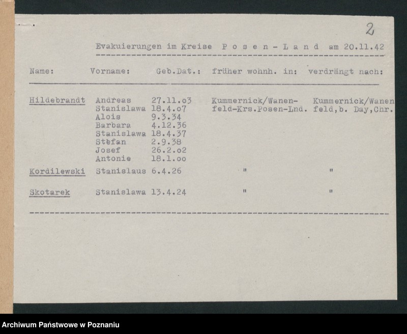 Obraz 5 z jednostki "[Wykazy wysiedlonych Polaków] Posen - Land I [Poznań - Powiat]"