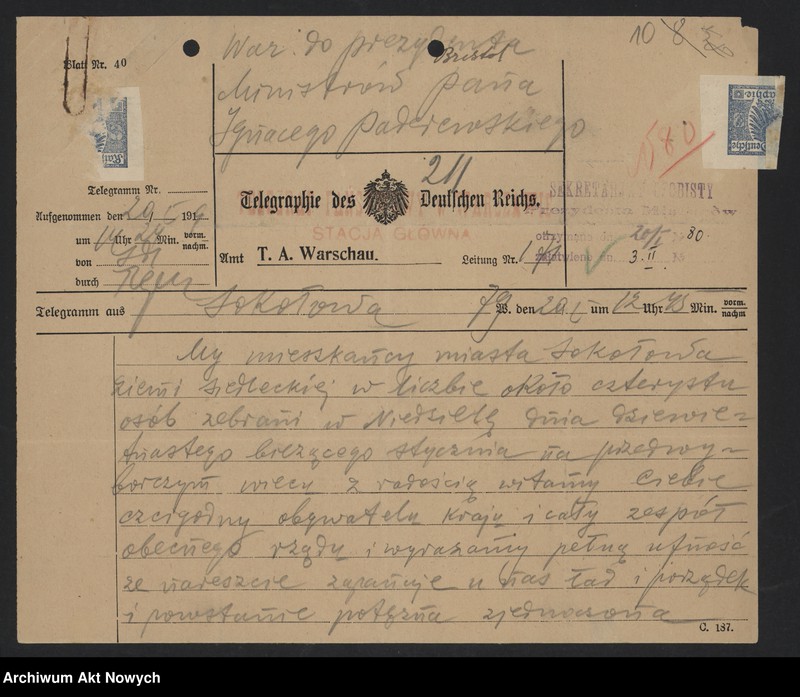 image.from.unit.number "Hołdy; listy, depesze, adresy, od instytucji, organizacji, osób prywatnych"