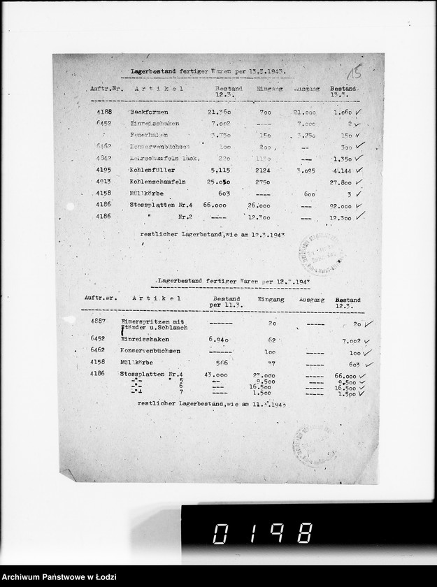 Obraz 19 z jednostki "Lager.Bestandsmeldungen"