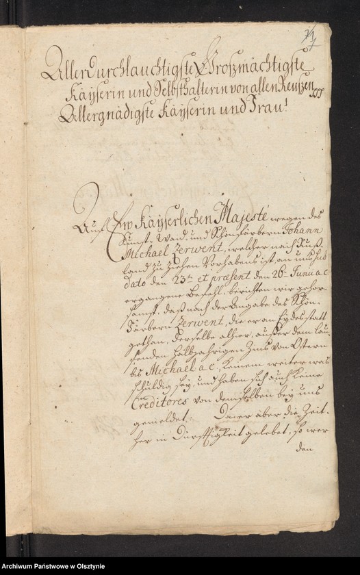 image.from.unit.number "In S. [Sachen] des Kunst=Waid und Schön=Färbers Johann Michael Zerwendt in pto: Emigrantionis"