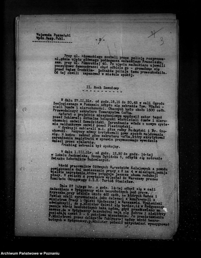 Obraz 7 z jednostki "Sprawozdania sytuacyjne tygodniowe ze stanu bezpieczeństwa za czas od 27 lutego do 7 maja 1931 r. /nr 9-17/"