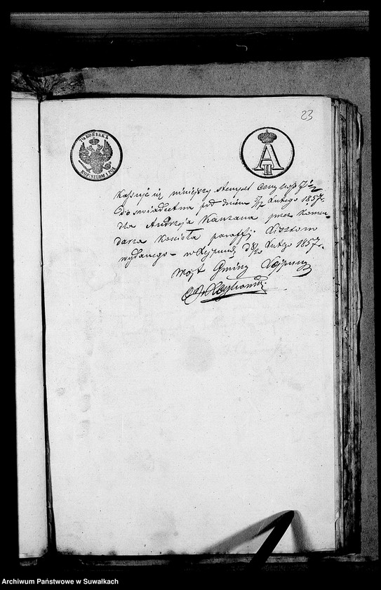 image.from.unit.number "Dowody do Akt Ślubnych Urzędnika Stanu Cywilnego Parafii Lejpunskiej za rok 1857"