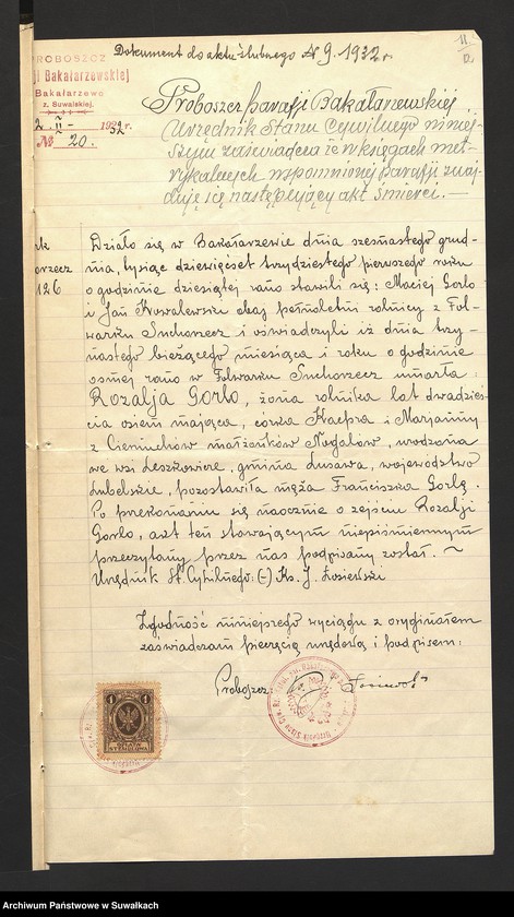 image.from.unit.number "Dokumenty przedstawione do ślubnych aktów stanu cywilnego sporządzonych w roku 1932 w parafji rzymsko-katolickiej Filipów"