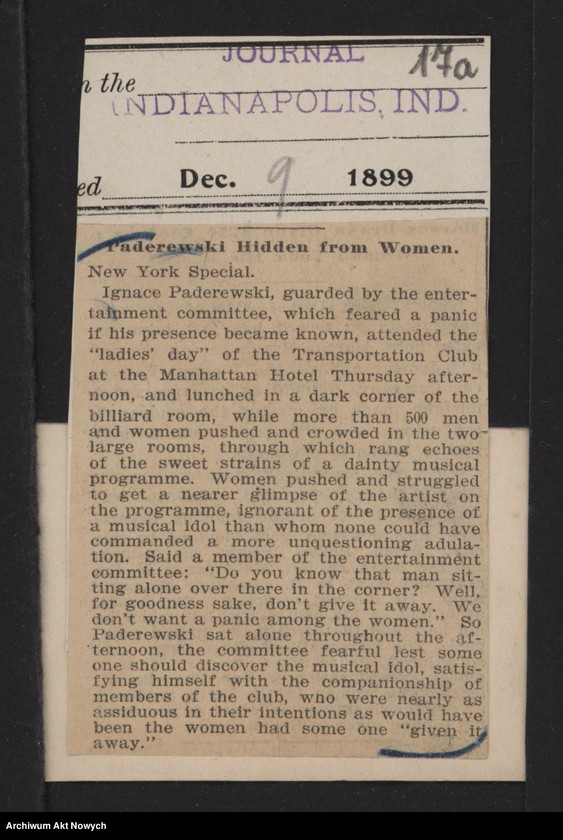 Obraz 19 z jednostki "Amèrique 1899 (Wycinki prasowe dotyczące tournée i koncertów w Stanach Zjednoczonych)"