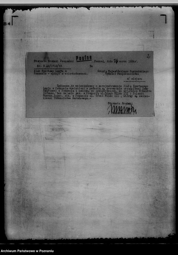 Obraz 6 z jednostki "/Klub Sportowy,,Legia" w Poznaniu/"