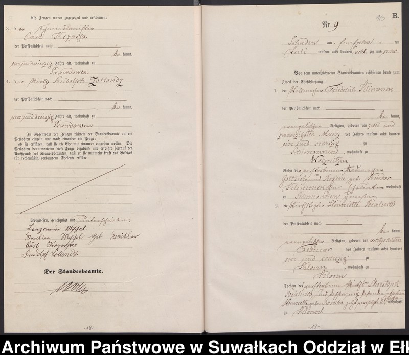 image.from.unit.number "Heiraths-Haupt-Register des Königlich Preussischen Standes-Amtes Schaden Kreis Sensburg"