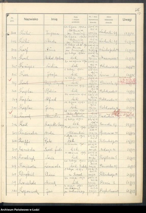 image.from.unit.number "Ewidencja dowodów osobistych wydanych przez Zarząd Miejski w Łodzi, zespół nr 4 [- nazwiska na literę K]"