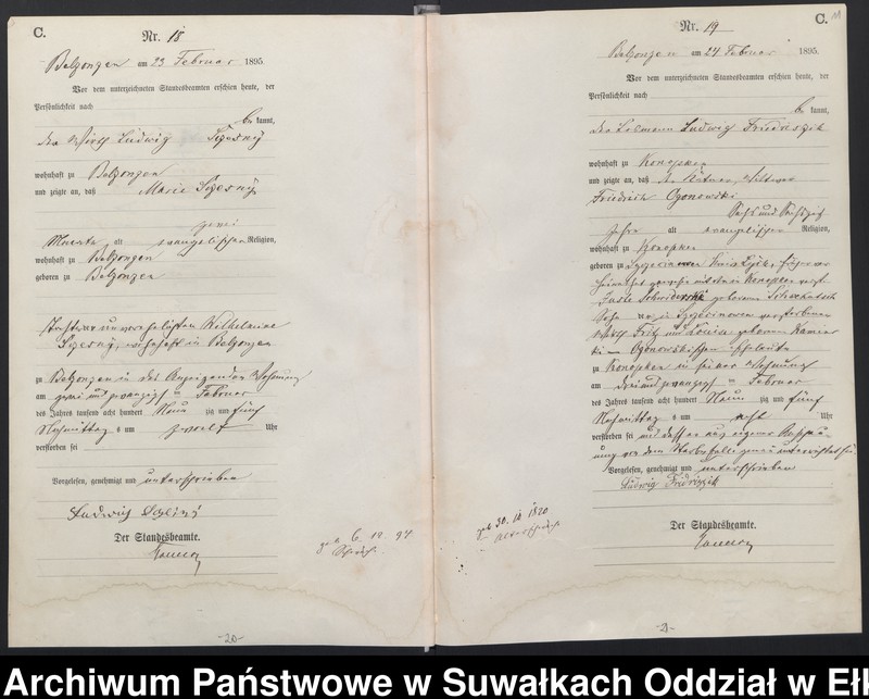 Obraz 14 z jednostki "Sterbe-Haupt-Register des Königlichen Preussischen Standes-Amtes Belzonzen Kreis Johannisburg"