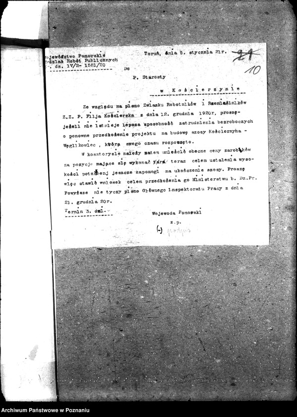 Obraz 15 z jednostki "[Subwencja na prace doraźne przy budowie dróg zatrudnienie bezrobotnych pow. kościerzyński]"