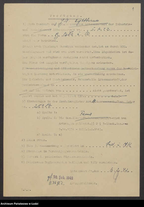 Obraz 3 z jednostki "Lajbuś Samsonowicz, dawid Coła, Bina Coła „B. Coła i s-ka” - sprzedaż manufaktury bawełnainej"