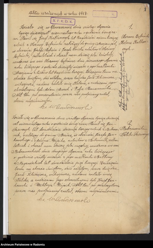 image.from.unit.number "Urząd Stanu Cywilnego w Głowaczowie Akta urodzeń, małżeństw, zgonów 1918 rok"