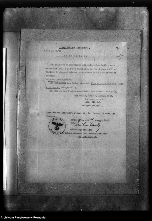 Obraz 11 z jednostki "Korespondencja w sprawie miejscowych Niemców, którzy zginęli w 1939 roku"