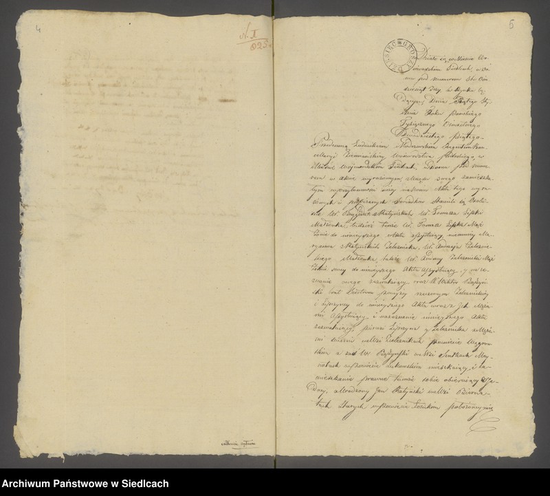 Obraz 6 z jednostki "[Akta notarialne notariusza Modrzewskiego Ludwika rok 1825 od nr 1 do nr 239]"