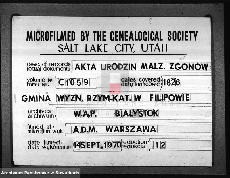 image.from.unit.number "[Akta Stanu Cywilnego Urodzonych, Zaślubionych i Zmarłych Gminy Filipowskiey z roku 1826]"
