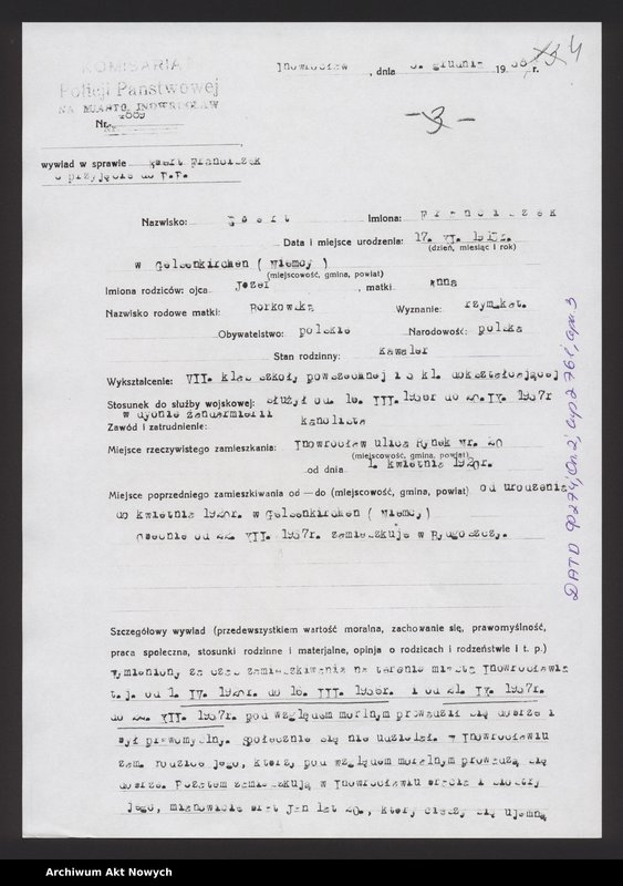 Obraz 7 z jednostki "Akta osobowe policjanta z województwa tarnopolskiego - Ebert Franciszek"