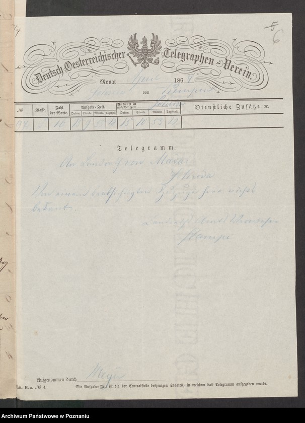 Obraz 9 z jednostki "Acta generalia des Oberpäsidialkommissars Landrat von Madai zu Kosten betreffend die Verfolgung der polnisch-revolutionären Umtriebe im Kreise Schildberg /Ostrzeszów/."