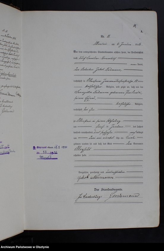 image.from.unit.number "Geburts-Haupt-Register Tom I, Nr 1-598"