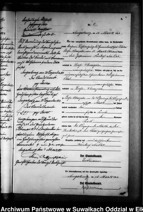 image.from.unit.number "Geburts-Neben-Register des Königlichen Preussischen Standes-Amtes Gr. Strengeln Kreis Angerburg"