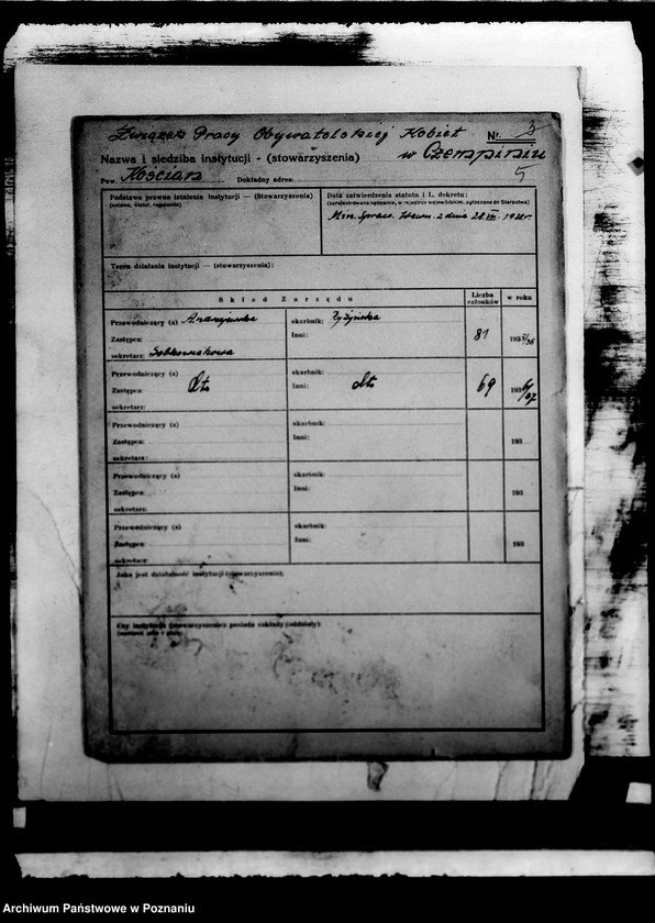 Obraz 9 z jednostki "/Kartoteka zakładów opiekuńczych/ dane z 1933-37"