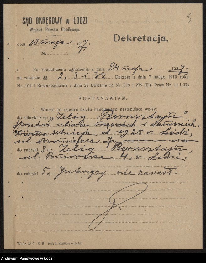 Obraz 7 z jednostki "Zelig Bornsztajn- sprzedaż ubiorów męskich i damskich"