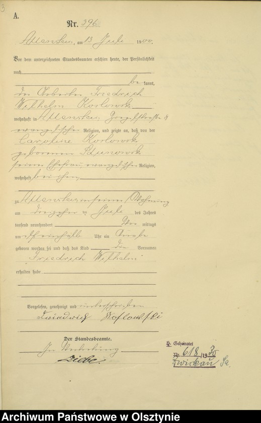 image.from.unit.number "Geburts-Haupt-Register Tom II,Nr 395 - 726"