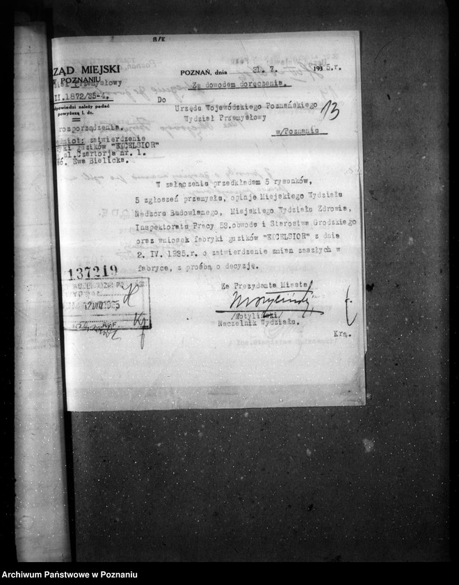 Obraz 17 z jednostki "Zatwierdzenie zakładu przemysłowego fabryki guzików Firmy "Excelsior" Ewy Bielickiej w Poznaniu"