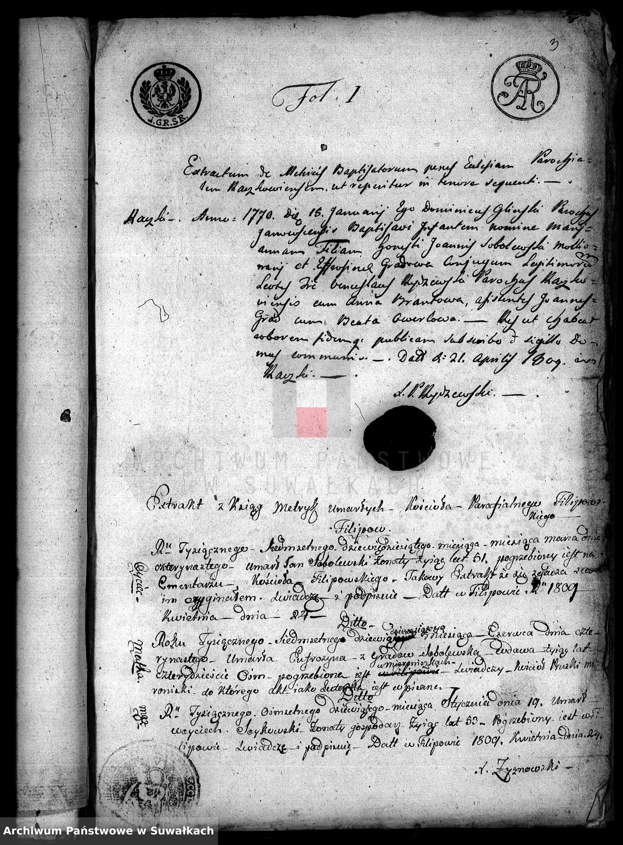 Skan z jednostki: Annexa do Ksiąg Zaślubionych Gminy Filipowskiey od 1 go Maia Roku 1809 do Ostatniego Kwietnia R-u 1810