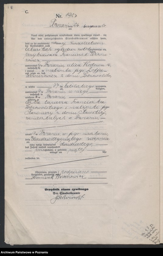 Obraz 10 z jednostki "Księga miejscowa zgonów tom IV [Rejestr główny zgonów]"