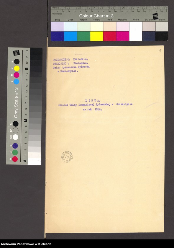 Obraz 3 z jednostki "Lista składek gminy wyznaniowej żydowskiej w Bodzentynie na 1932 r"