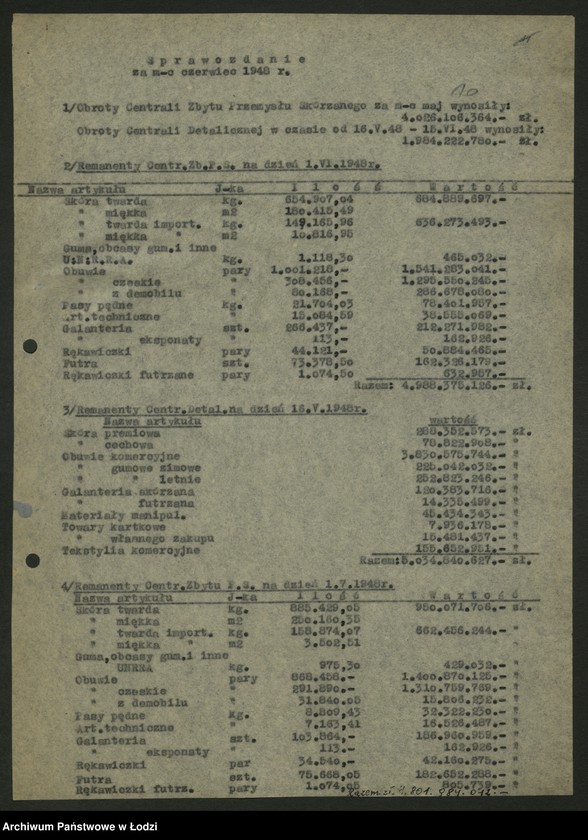 Obraz 11 z jednostki "Centrala Zbytu Przemysłu Skórzanego; protokół [narady], [sprawozdania z produkcji]"