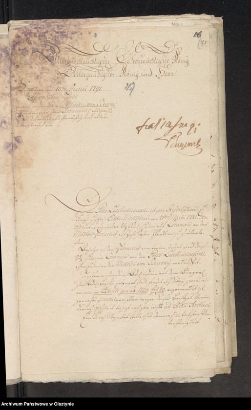 image.from.unit.number "Besitz Veränerung bey denen 2 5/8 Huben in Lomnau [Łomno] H. [Haupt] Amts Neidenburg [Nidzica] Leschnikowski Peter, Ferarius Martin,v. [von] Burski Mathias, v. [ von] Leschnikowskische Erben, v. [von] Komorowska Frantisca vereh. [vereheliche] geb. [geborene] Krajewska"
