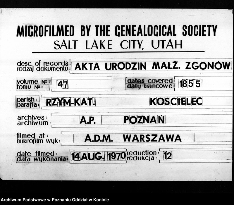 Obraz 1 z jednostki "Akta urodzeń, małżeństw i zgonów"