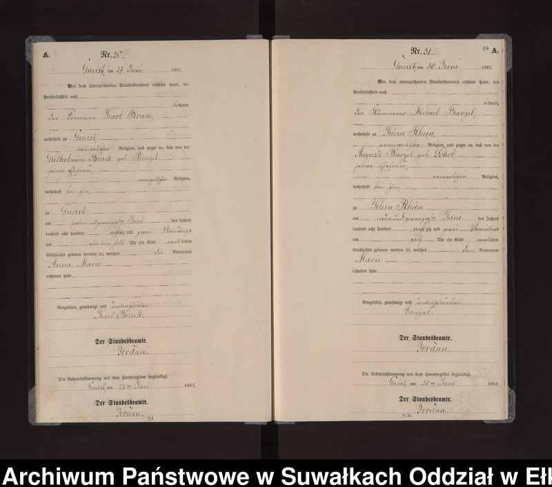 image.from.unit.number "Geburts-Neben-Register des Königlich Preussischen Standes-Amtes Gneist Kreis Loetzen"