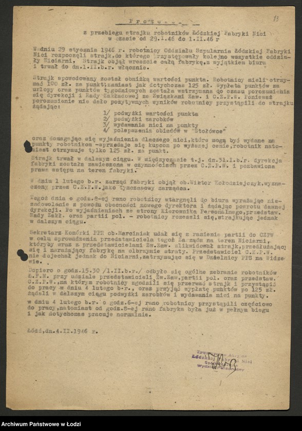 Obraz 14 z jednostki "Sprawozdania ze strajków według zakładów"