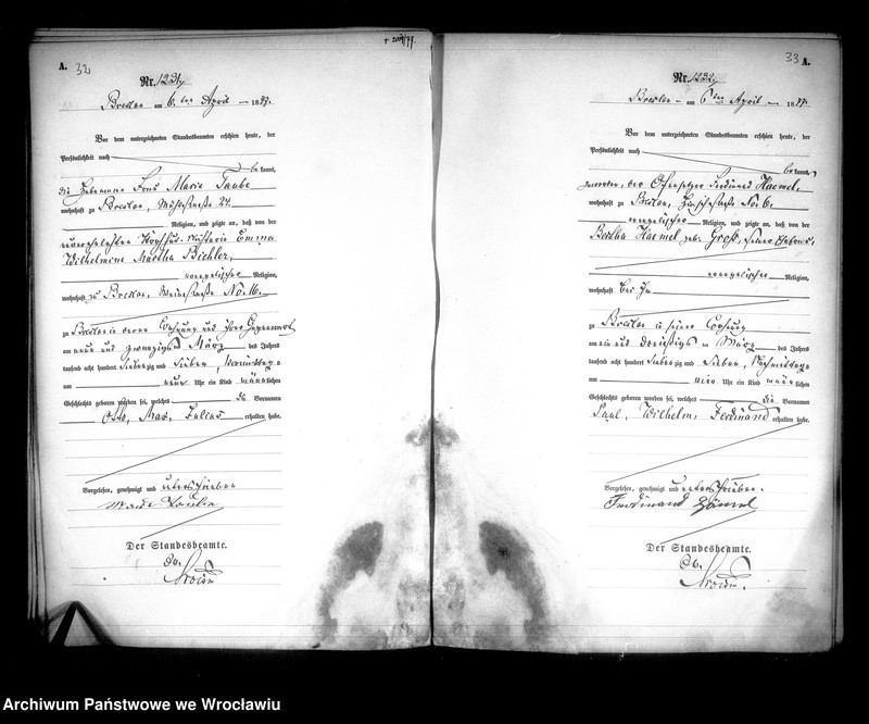 image.from.unit.number "Geburts-Haupt-Register Breslau I 1877 Band 3"