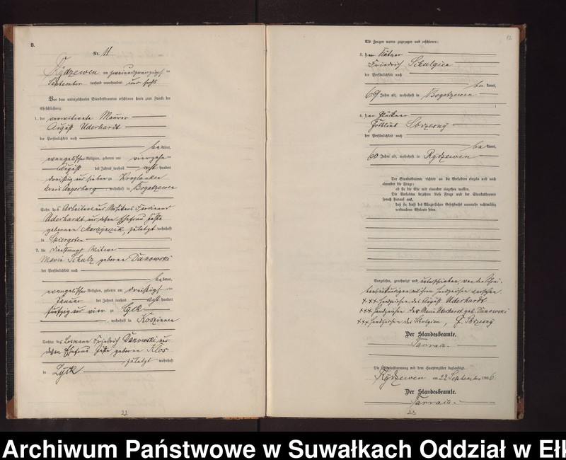 image.from.unit.number "Heirats-Neben-Register des Preussischen Standes-Amtes Rydzewen Kreis Lötzen"