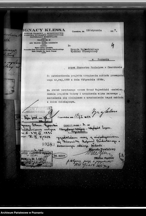 Obraz 8 z jednostki "Zatwierdzenie zakładu przemysłowego / młyn parowy/ Klessy Ignacego w Czarnkowie"