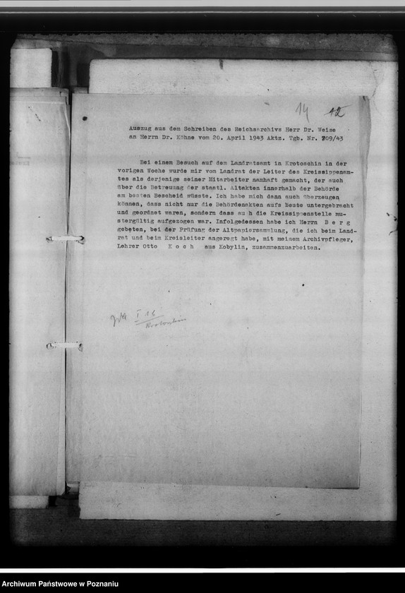 Obraz 18 z jednostki "[Korespondencja w sprawach organizacyjnych, sprawozdanie z działalności Kreissippenamt w Krotoszynie]"