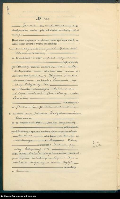 Obraz 8 z jednostki "Księga miejscowa małżeństw tom IV [Rejestr główny małżeństw]"