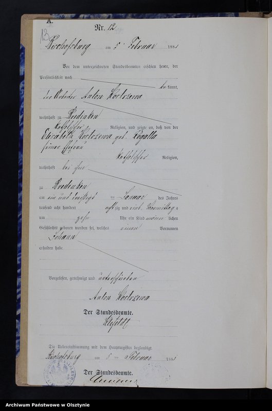 image.from.team "Urząd Stanu Cywilnego w Stanclewie pow. biskupiecki (dawny pow. reszelski)"