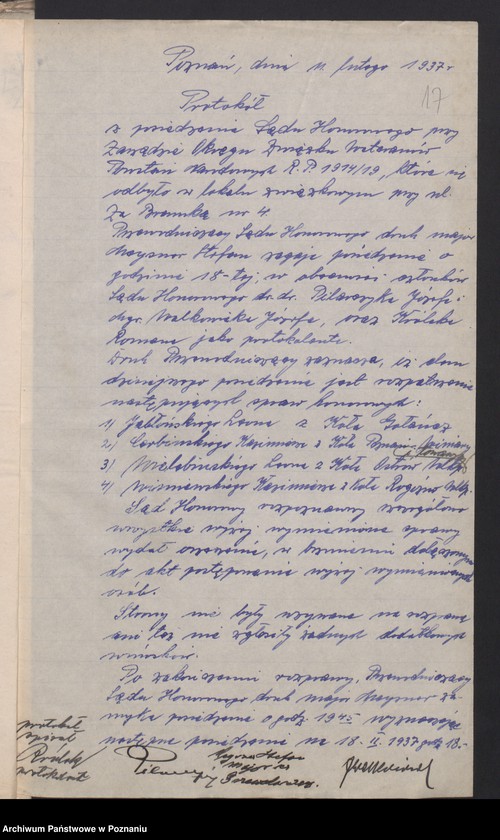 Obraz 20 z jednostki "Sprawy Sądu Honorowego Związku Weteranów Powstań Narodowych Rzeczypospolitej Polski i Związku Powstańców Wielkopolskich."