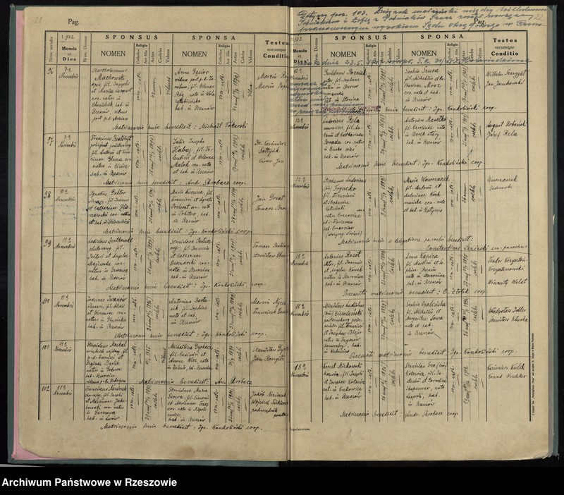 image.from.unit.number "Księga małżeństw Parafia Rzymskokatolicka Rzeszów oraz Pobitno, Staroniwa, Wilkowyja, Załęże, Zwięczyca"