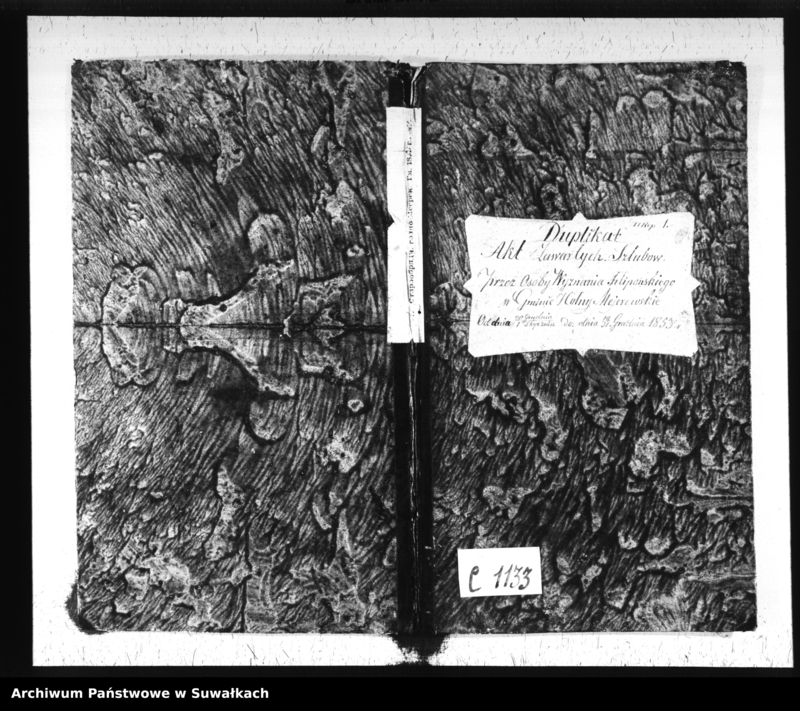image.from.unit.number "Duplikat Akt Zawartych Ślubów przez Osoby Wyznania Filipońskiego w Gminie Hołny Mejerowskie Od dnia 20 Grudnia do dnia 10/31 Grudnia 1853 r."